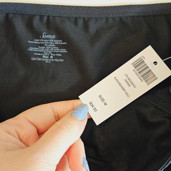 Soma LE Gold Embroidered Decadence Full Coverage Bra Womens 34D Hipster Medium - Picture 7 of 10